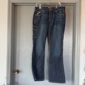 Ariat Rebar Jeans Womens 32L Dark Blue Wash Mid Rise Bootcut Workwear  Pants